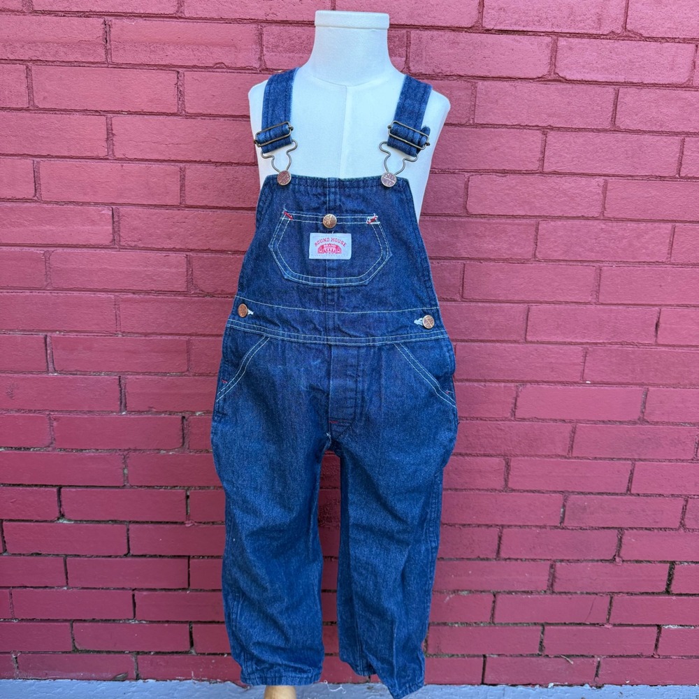 Round House Kids Denim Overalls Blue Jean Workwear Made‎ in USA Size 4T